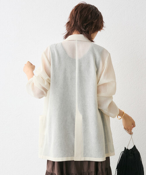 RIVE DROITE(リヴドロワ)の「【清涼感◎】カラミメッシュテーラードジャケット(テーラードジャケット・レディース・ブラック/グレイッシュベージュ/ホワイト系その他・FREE)」の14枚目の写真