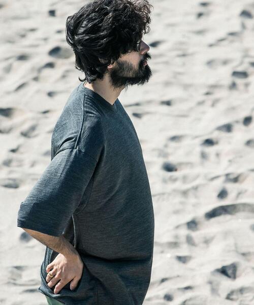 45R ウォッシャブルウールTシャツ 100%ウォッシャブルウール」クルーネック ロングTシャツ | NANO