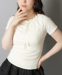 SPINNS | レイヤード風半袖カットソー/リボン(Tシャツ/カットソー)