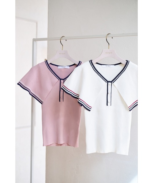 Big Collar Summer Knit Top（Tシャツ/カットソー）｜Her lip to