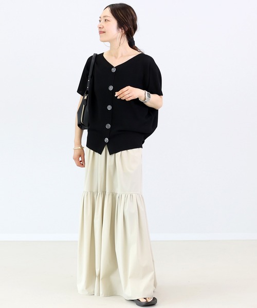 Aletta vita（アレッタビータ）の「ガーター編みVネック2WAYカーディガン（カーディガン/ボレロ・レディース・ダークブラウン/ブラック/グレイッシュベージュ・M）」の17枚目の写真