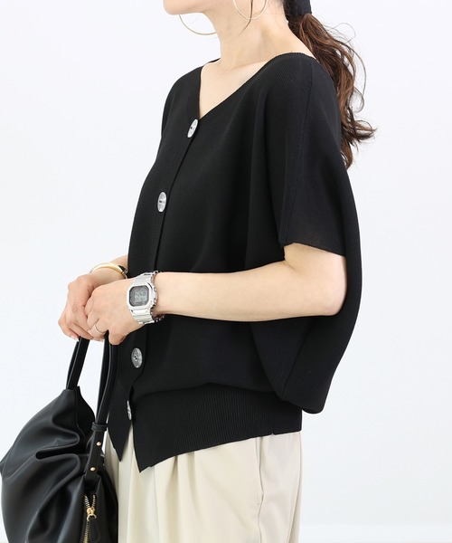 Aletta vita（アレッタビータ）の「ガーター編みVネック2WAYカーディガン（カーディガン/ボレロ・レディース・ダークブラウン/ブラック/グレイッシュベージュ・M）」の15枚目の写真