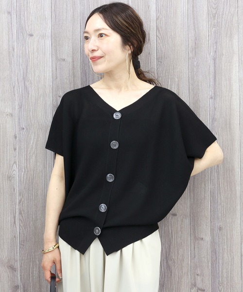 Aletta vita（アレッタビータ）の「ガーター編みVネック2WAYカーディガン（カーディガン/ボレロ・レディース・ダークブラウン/ブラック/グレイッシュベージュ・M）」の19枚目の写真