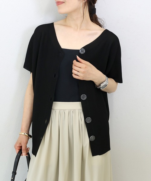 Aletta vita（アレッタビータ）の「ガーター編みVネック2WAYカーディガン（カーディガン/ボレロ・レディース・ダークブラウン/ブラック/グレイッシュベージュ・M）」の21枚目の写真