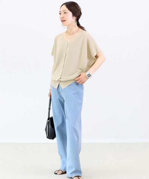 Aletta vita（アレッタビータ）の「ガーター編みVネック2WAYカーディガン（カーディガン/ボレロ・レディース・ダークブラウン/ブラック/グレイッシュベージュ・M）」の7枚目の写真