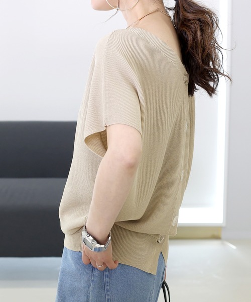 Aletta vita（アレッタビータ）の「ガーター編みVネック2WAYカーディガン（カーディガン/ボレロ・レディース・ダークブラウン/ブラック/グレイッシュベージュ・M）」の13枚目の写真