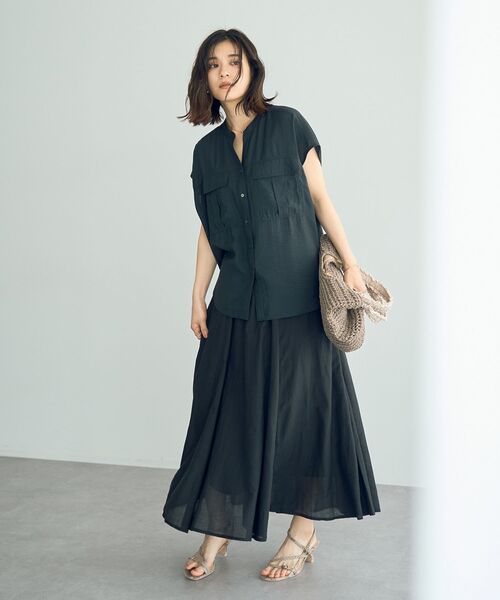 YECCA VECCA（イェッカヴェッカ）の「ワークデザインスキッパーシャツ（シャツ/ブラウス・レディース・チャコールグレー/グレイッシュベージュ/カーキ・FREE）」の19枚目の写真