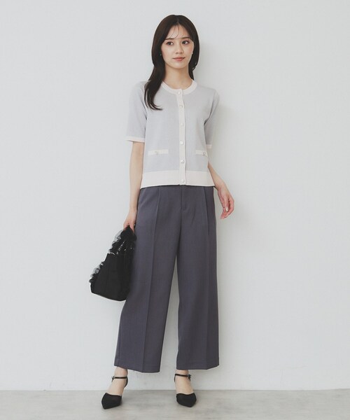 index（インデックス）の「ラメバイカラー半袖カーディガン【洗濯機洗い可】（カーディガン/ボレロ・レディース・シルバー系4/ゴールド系4/チャコール・36/38/40/42）」の7枚目の写真