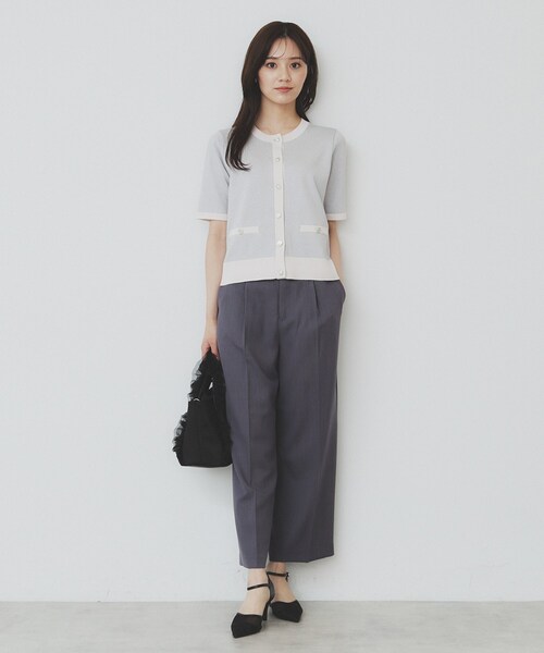 index（インデックス）の「ラメバイカラー半袖カーディガン【洗濯機洗い可】（カーディガン/ボレロ・レディース・シルバー系4/ゴールド系4/チャコール・36/38/40/42）」の8枚目の写真