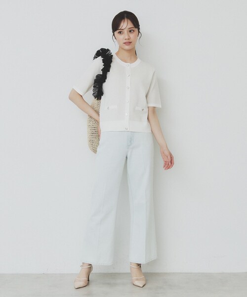 セール】ラメバイカラー半袖カーディガン【洗濯機洗い可