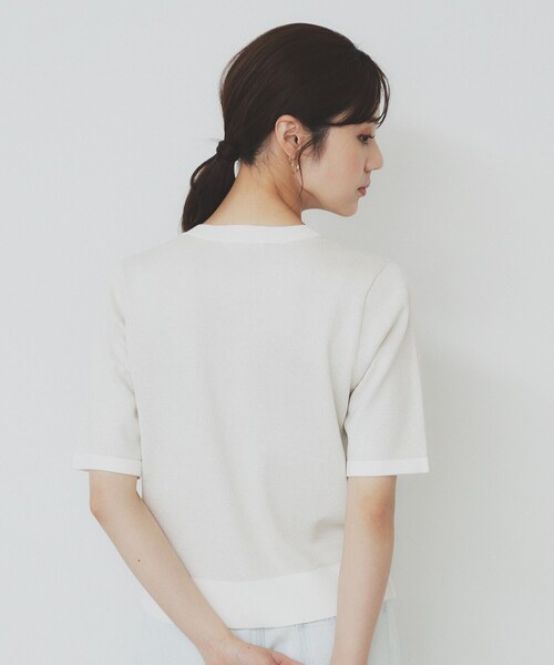 セール】ラメバイカラー半袖カーディガン【洗濯機洗い可