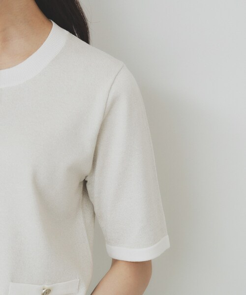 セール】ラメバイカラー半袖カーディガン【洗濯機洗い可