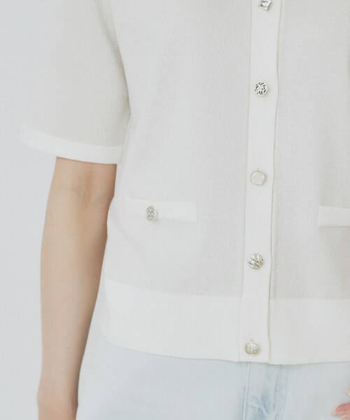 セール】ラメバイカラー半袖カーディガン【洗濯機洗い可