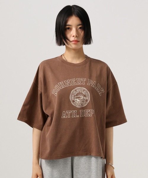 BAYFLOW（ベイフロー）の「[ヴィンテージな風合い]ピグメントプリントビッグＴ（Tシャツ/カットソー・レディース・ブラウン/チャコール/オフホワイト・FREE）」の9枚目の写真