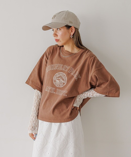 プリントビッグTシャツ セール】[ヴィンテージな風合い]ピグメントプリントビッグT（T