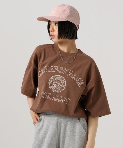 BAYFLOW（ベイフロー）の「[ヴィンテージな風合い]ピグメントプリントビッグＴ（Tシャツ/カットソー・レディース・ブラウン/チャコール/オフホワイト・FREE）」の22枚目の写真