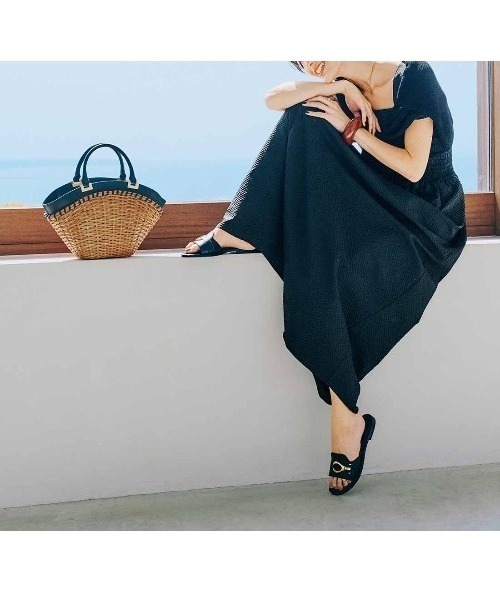 IEDIT（イディット）の「ＩＥＤＩＴ　福田麻琴さんコラボサッカー素材のキャミワンピース〈ブラック〉（ワンピース・レディース・ブラック・M/L/LL/3L/MP/S）」の12枚目の写真