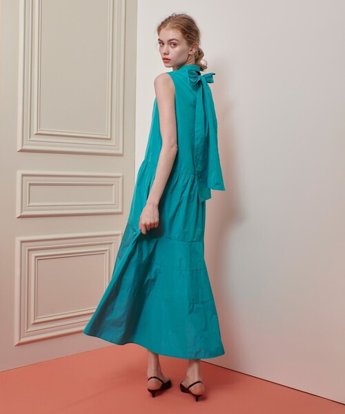 セール】【LOULOU WILLOUGHBY】バックリボンタフタワンピース