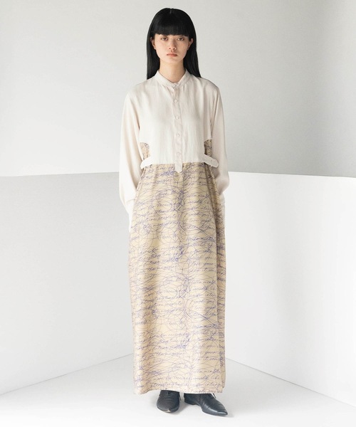 mintdesigns（ミントデザインズ）の「INK LETTER DRESS（ワンピース・レディース・ブラック/ベージュ・ONESIZE）」の5枚目の写真