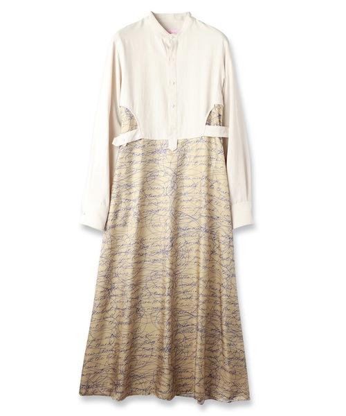 mintdesigns（ミントデザインズ）の「INK LETTER DRESS（ワンピース・レディース・ブラック/ベージュ・ONESIZE）」の6枚目の写真