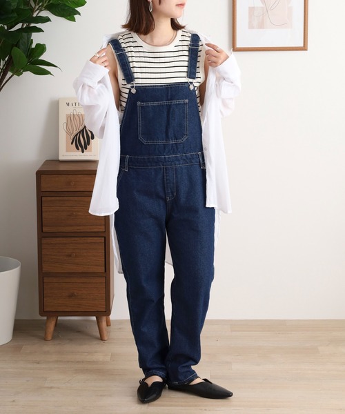 セール】.worksスラブデニムオーバーオール（サロペット