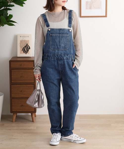 セール】.worksスラブデニムオーバーオール（サロペット