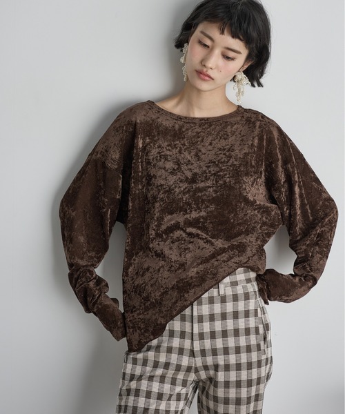 セール】ベロアフィンガーホールルーズフィットトップス（Tシャツ