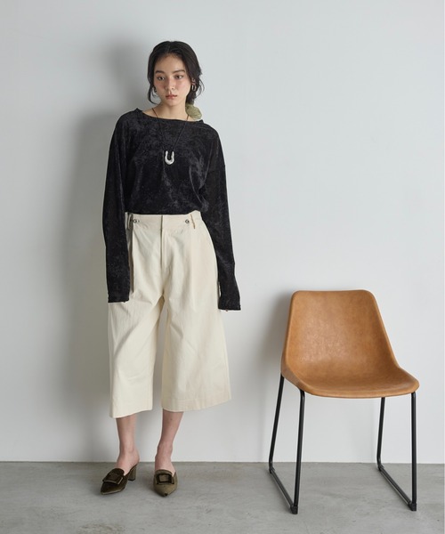 セール】ベロアフィンガーホールルーズフィットトップス（Tシャツ