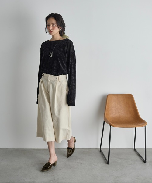 セール】ベロアフィンガーホールルーズフィットトップス（Tシャツ