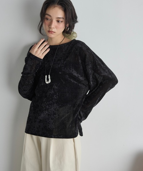 THE YOn(ザヨン)の「ベロアフィンガーホールルーズフィットトップス(Tシャツ/カットソー・レディース・ピンク/ブラウン/オリーブ/ブラック/アイボリー・FREE)」の22枚目の写真