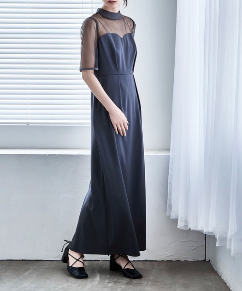 刺繍ペプラムビスチェ＆Iラインドレスセットアップ