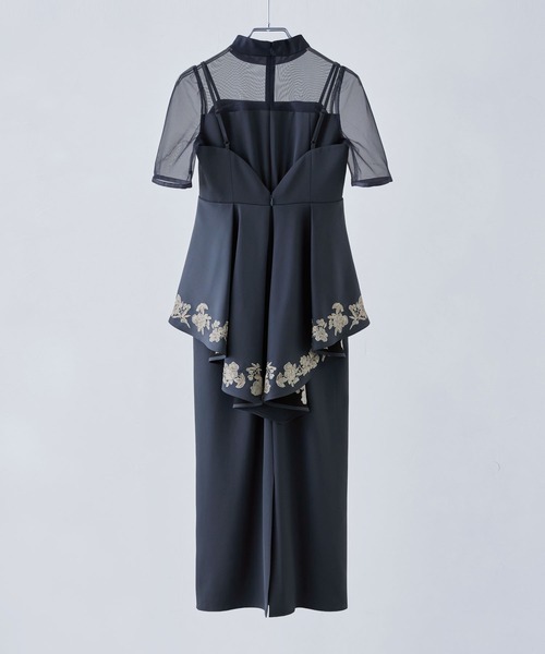 刺繍ペプラムビスチェ＆Iラインドレスセットアップ（ドレス