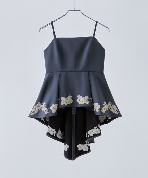 刺繍ペプラムビスチェ＆Iラインドレスセットアップ（ドレス）｜etoll