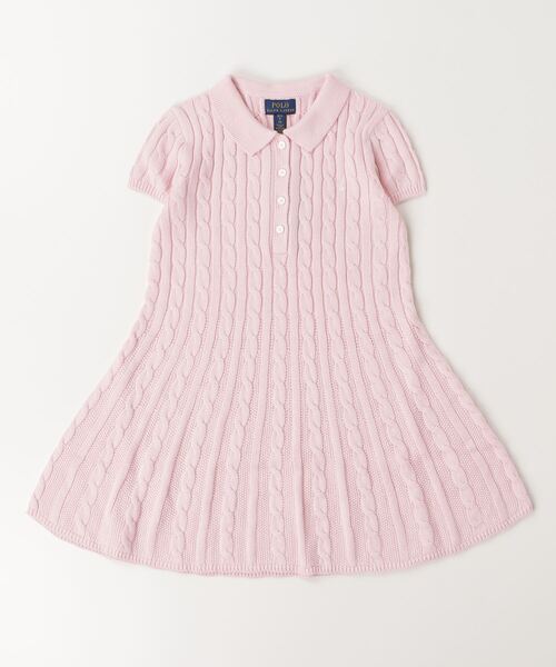 POLO RALPH LAUREN CHILDRENSWEAR（ポロ ラルフ ローレン チルドレンズウェア）の「ケーブルニット コットン Polo セーター ドレス（ワンピース・キッズ・ピンク・XL/L/M/S）」の3枚目の写真