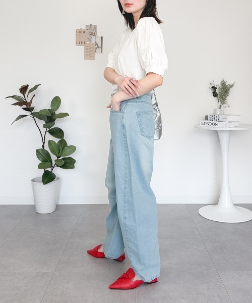 RCD(アールシーディー)の「リボン付き袖ブラウス風カットソー(Tシャツ/カットソー・レディース・チャコールグレー/ブラック/オフホワイト/グレイッシュベージュ・4L~5L/LL~3L/M-L)」の19枚目の写真