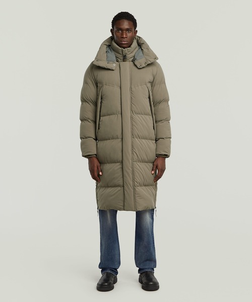 G-STAR(ジースター)の「G-WHISTLER XL LONG BLANKET JACKET/撥水中綿ロングブランケットジャケット/フード取り外し可能(ダウンジャケット/コート・メンズ・ダークブラック/ベージュ系その他・SMALL/MEDIUM/LARGE/X-SMALL/X-LARGE)」の1枚目の写真