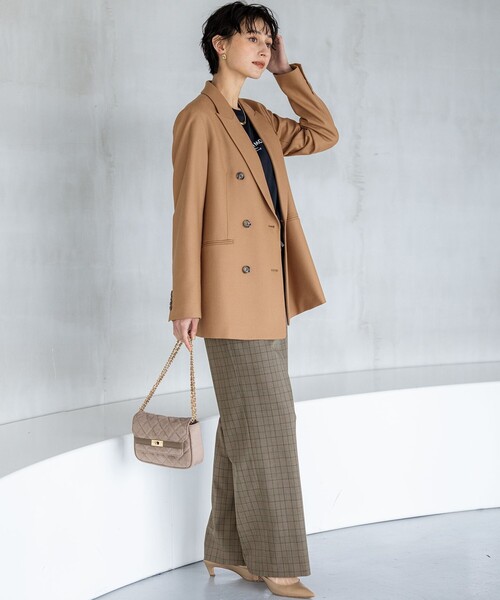 セール】【洗える】ドライ2WAYストレッチ チェック ワイド パンツ