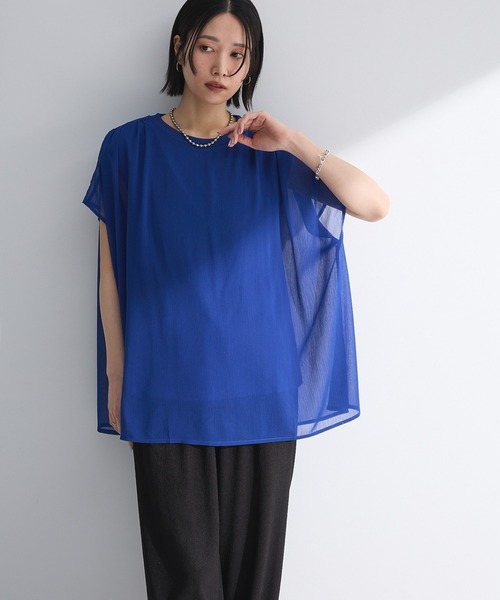 Green　Parks（グリーンパークス）の「楊柳ドッキングフレンチプルオーバー（Tシャツ/カットソー・レディース・ブルー/ライトベージュ/カーキ/ブラック/ピンク/ブラウン・FREE）」の16枚目の写真