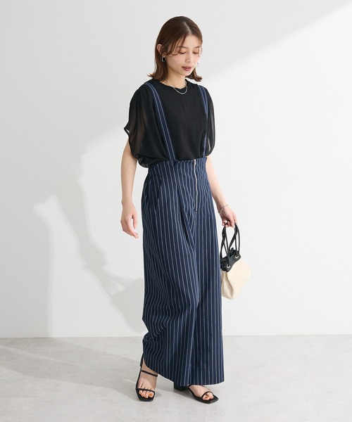 Green　Parks（グリーンパークス）の「楊柳ドッキングフレンチプルオーバー（Tシャツ/カットソー・レディース・ブルー/ライトベージュ/カーキ/ブラック/ピンク/ブラウン・FREE）」の14枚目の写真