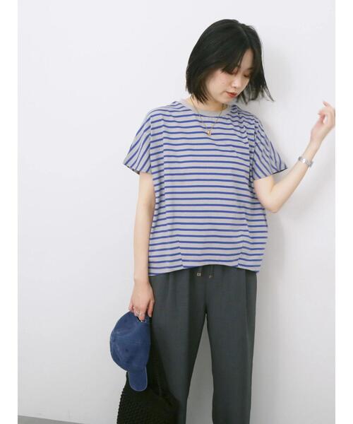 Samansa Mos2 blue(サマンサモスモスブルー)の「【USAコットン】アソートフレンチスリーブTシャツ(Tシャツ/カットソー・レディース・オフホワイト/グレー/ホワイト/グリーン/ブラック・F)」の4枚目の写真