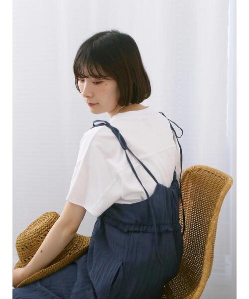 Samansa Mos2 blue(サマンサモスモスブルー)の「【USAコットン】アソートフレンチスリーブTシャツ(Tシャツ/カットソー・レディース・オフホワイト/グレー/ホワイト/グリーン/ブラック・F)」の2枚目の写真