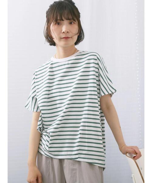 Samansa Mos2 blue(サマンサモスモスブルー)の「【USAコットン】アソートフレンチスリーブTシャツ(Tシャツ/カットソー・レディース・オフホワイト/グレー/ホワイト/グリーン/ブラック・F)」の5枚目の写真