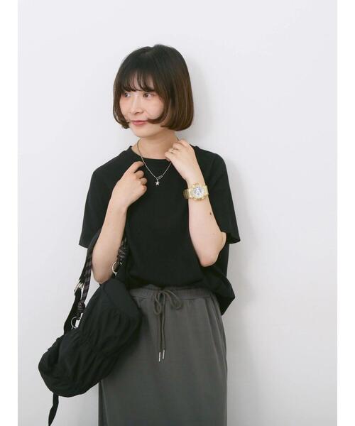 Samansa Mos2 blue(サマンサモスモスブルー)の「【USAコットン】アソートフレンチスリーブTシャツ(Tシャツ/カットソー・レディース・オフホワイト/グレー/ホワイト/グリーン/ブラック・F)」の3枚目の写真