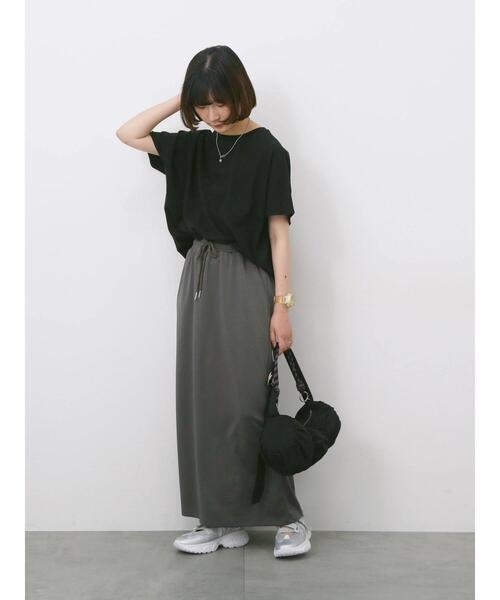 Samansa Mos2 blue(サマンサモスモスブルー)の「【USAコットン】アソートフレンチスリーブTシャツ(Tシャツ/カットソー・レディース・オフホワイト/グレー/ホワイト/グリーン/ブラック・F)」の6枚目の写真