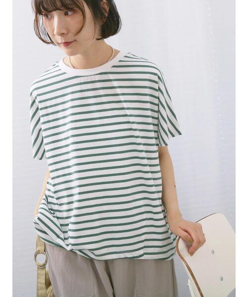 Samansa Mos2 blue(サマンサモスモスブルー)の「【USAコットン】アソートフレンチスリーブTシャツ(Tシャツ/カットソー・レディース・オフホワイト/グレー/ホワイト/グリーン/ブラック・F)」の7枚目の写真