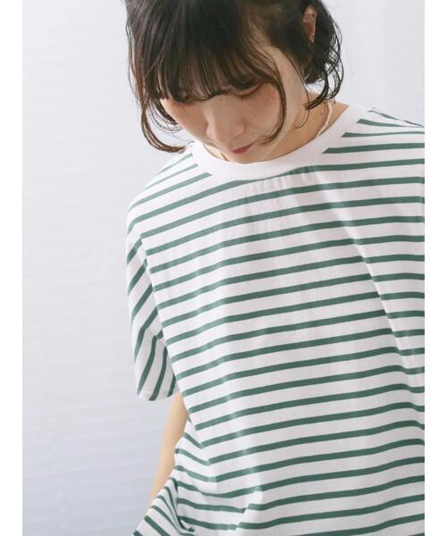 Samansa Mos2 blue(サマンサモスモスブルー)の「【USAコットン】アソートフレンチスリーブTシャツ(Tシャツ/カットソー・レディース・オフホワイト/グレー/ホワイト/グリーン/ブラック・F)」の8枚目の写真