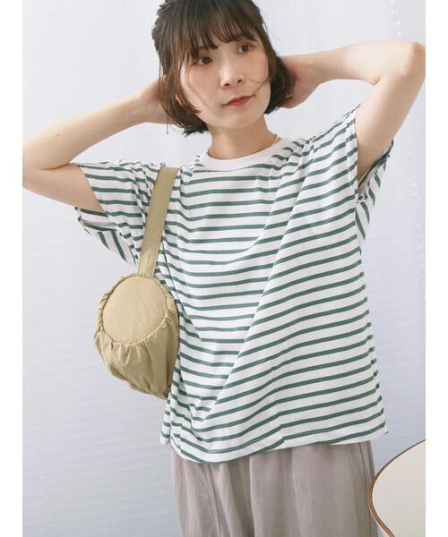 Samansa Mos2 blue(サマンサモスモスブルー)の「【USAコットン】アソートフレンチスリーブTシャツ(Tシャツ/カットソー・レディース・オフホワイト/グレー/ホワイト/グリーン/ブラック・F)」の9枚目の写真