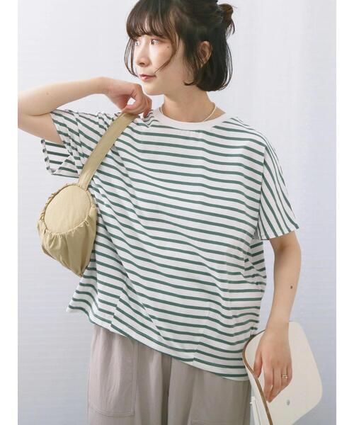 Samansa Mos2 blue(サマンサモスモスブルー)の「【USAコットン】アソートフレンチスリーブTシャツ(Tシャツ/カットソー・レディース・オフホワイト/グレー/ホワイト/グリーン/ブラック・F)」の11枚目の写真