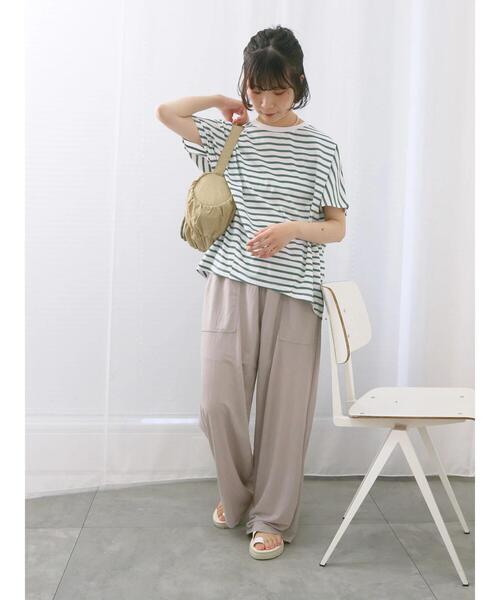 Samansa Mos2 blue(サマンサモスモスブルー)の「【USAコットン】アソートフレンチスリーブTシャツ(Tシャツ/カットソー・レディース・オフホワイト/グレー/ホワイト/グリーン/ブラック・F)」の12枚目の写真