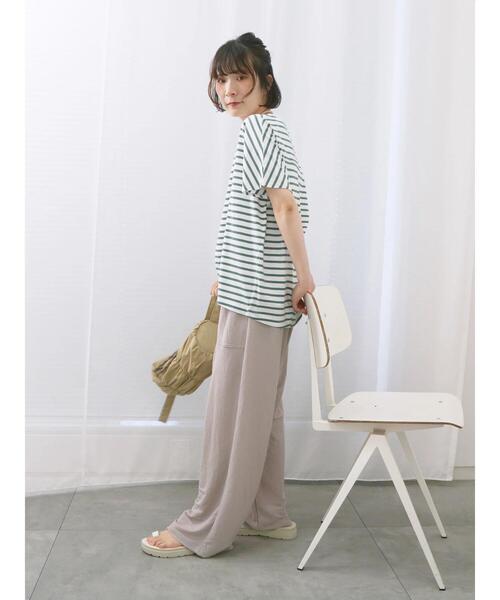 Samansa Mos2 blue(サマンサモスモスブルー)の「【USAコットン】アソートフレンチスリーブTシャツ(Tシャツ/カットソー・レディース・オフホワイト/グレー/ホワイト/グリーン/ブラック・F)」の13枚目の写真